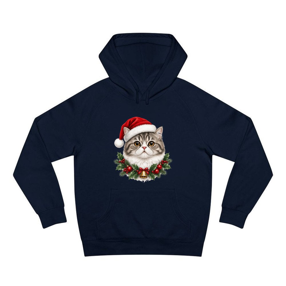 Exotic Shorthair personalised Christmas hoodie in navy