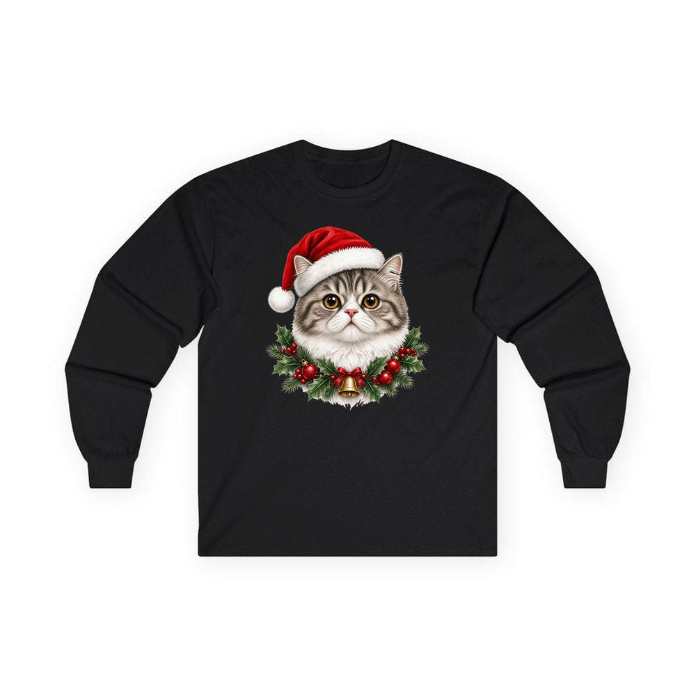 Exotic Shorthair personalised long sleeve Christmas T-shirt in black