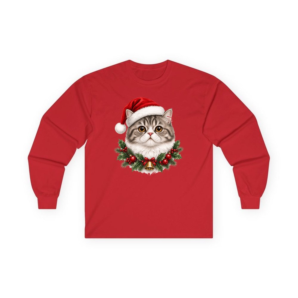 Exotic Shorthair personalised long sleeve Christmas T-shirt in red
