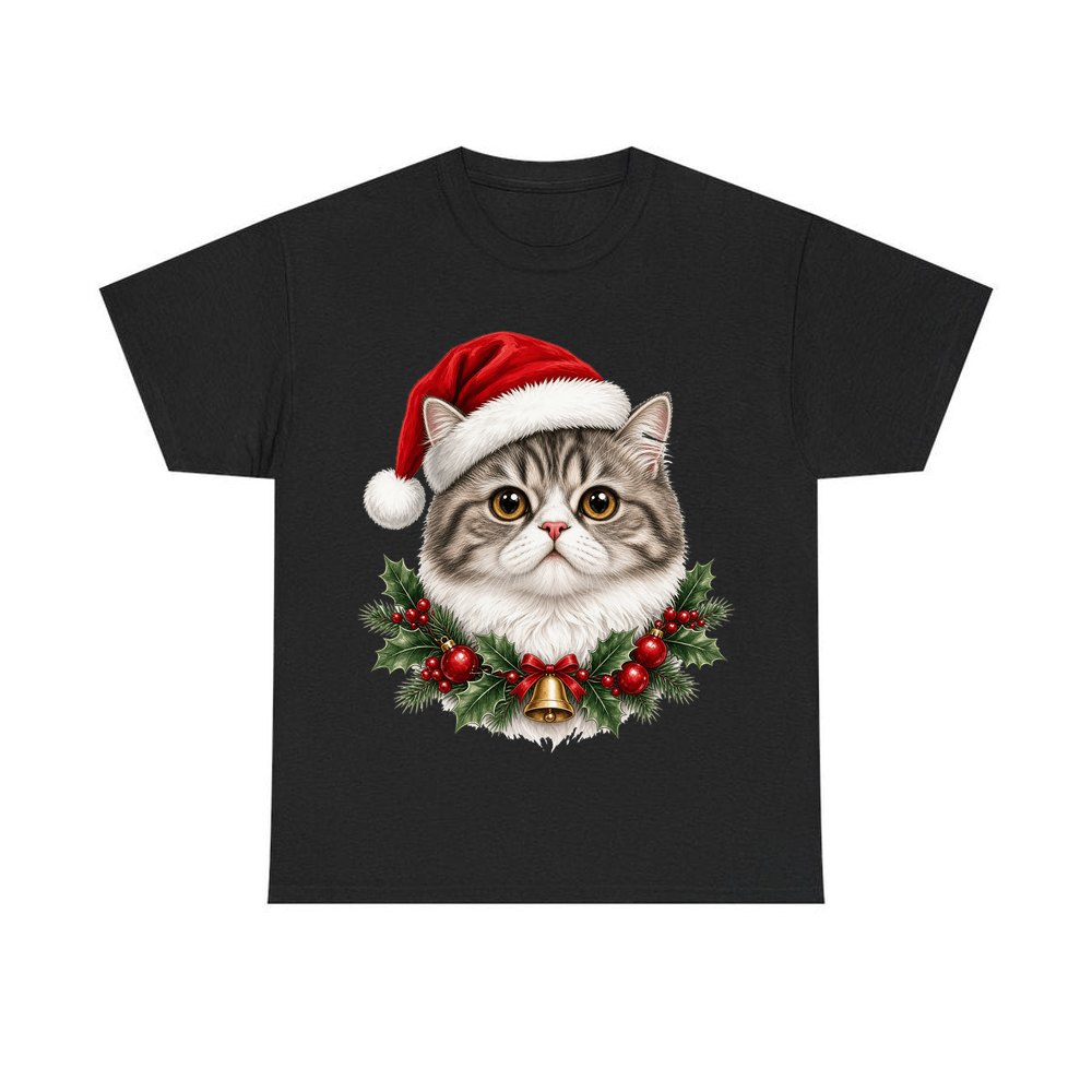 Exotic Shorthair personalised Christmas T-shirt in black