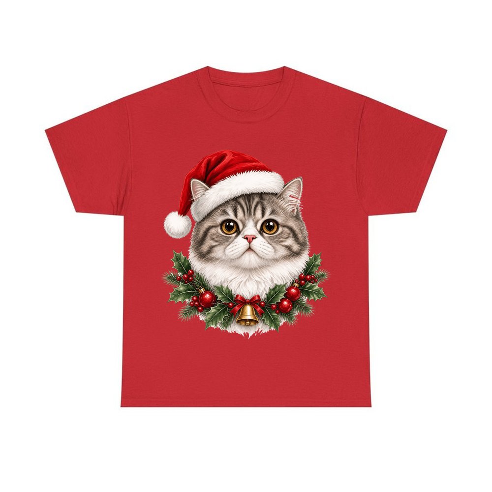 Exotic Shorthair personalised Christmas T-shirt in red