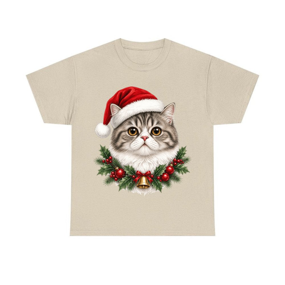 Exotic Shorthair personalised Christmas T-shirt in sand