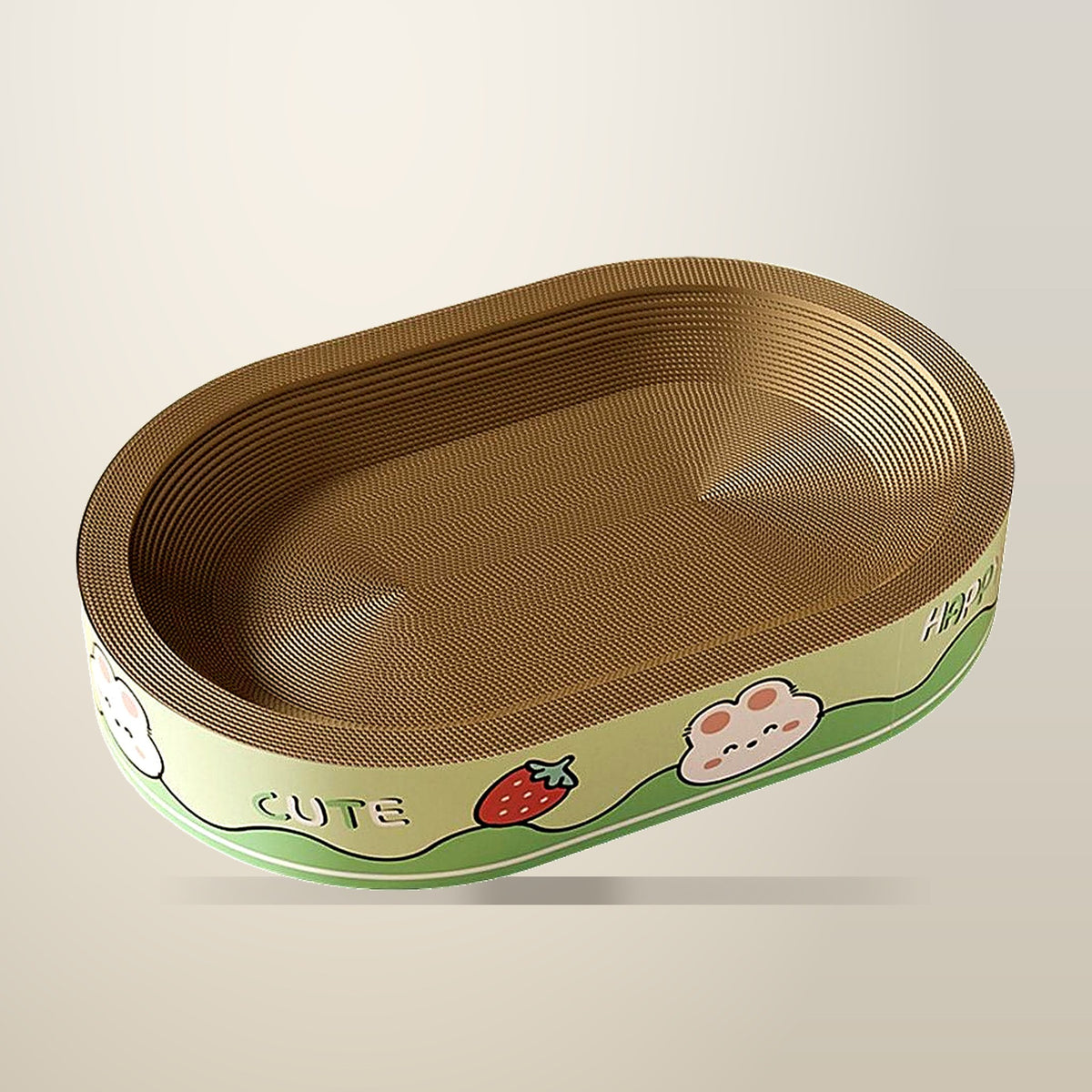 Extra Large Oval Cat Scratching Board, 55 x 40 cm, on a plain cream background
