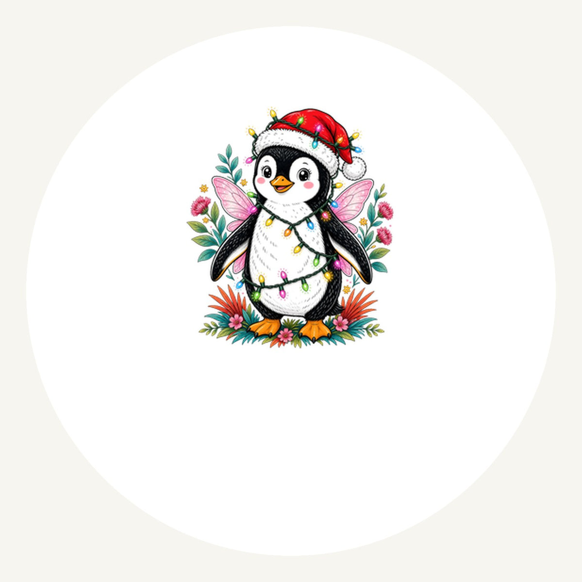 Fairy Penguin In Santa Hat Personalised Pewter Christmas Ornament