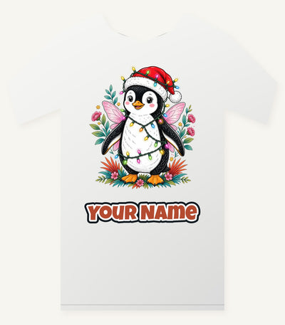 Fairy Penguin In Santa Hat Personalised Christmas T-Shirt and Hoodie