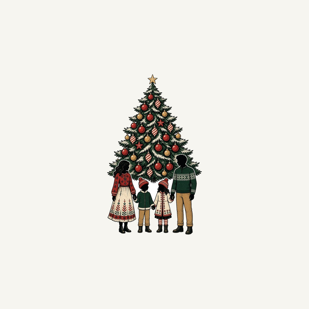 Family At The Christmas Tree Personalised Christmas Mug
