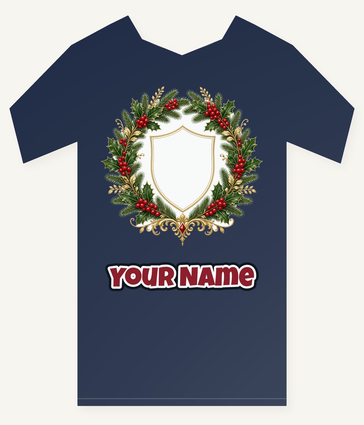 Family Christmas Wreath Plaque Personalised Kids Tee and Baby Bodysuit