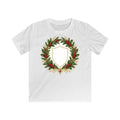 Family Christmas Wreath Plaque Kids Christmas Tee design on a white kids tee