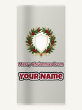 Family Christmas Wreath Plaque Personalised Beach Towel