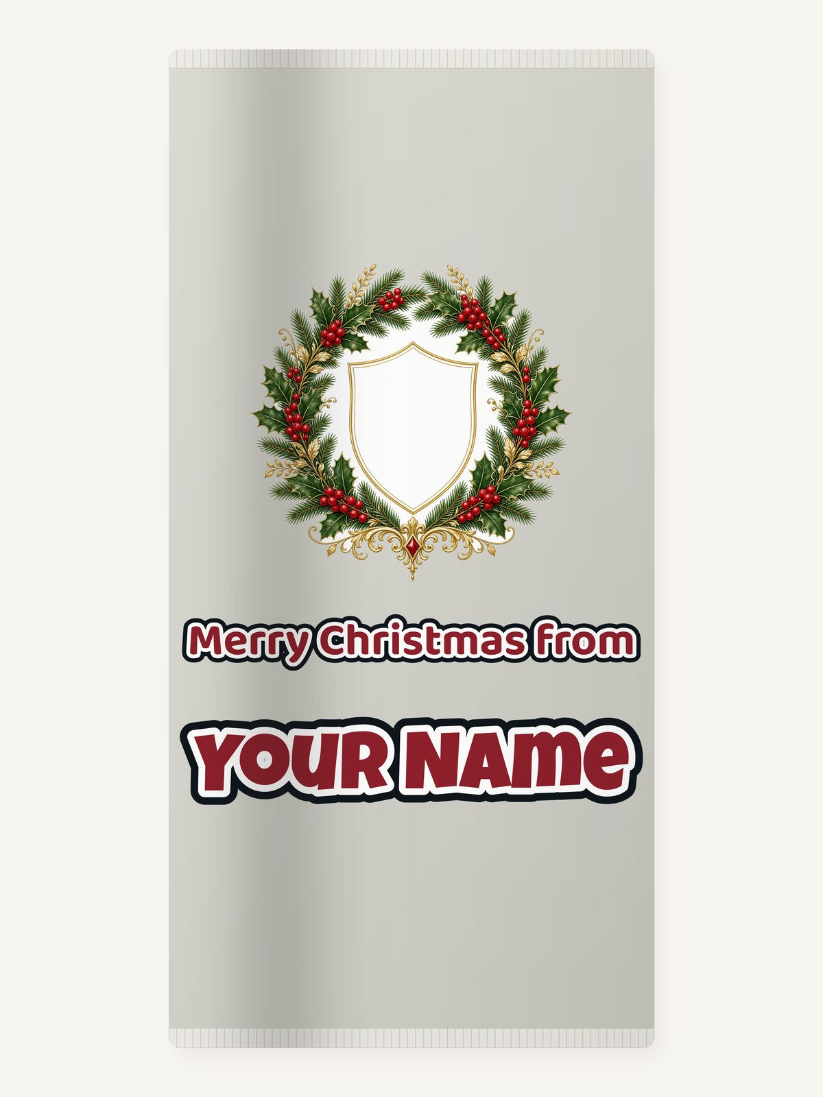 Family Christmas Wreath Plaque Personalised Beach Towel