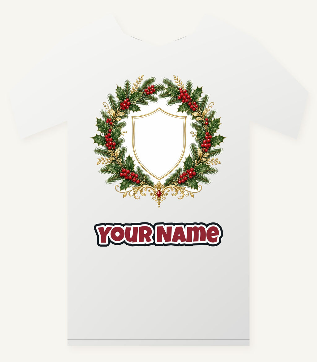Family Christmas Wreath Plaque Personalised Christmas T-Shirt and Hoodie