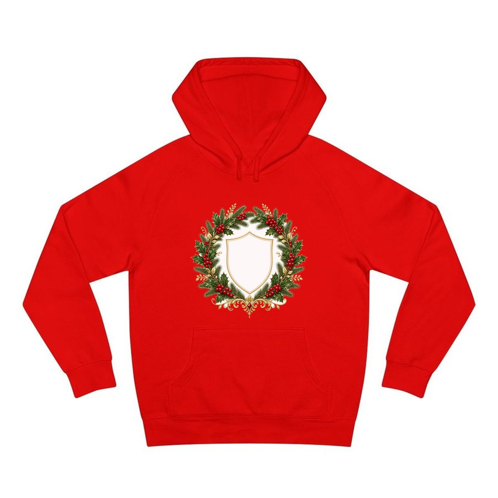 Family Christmas Wreath Plaque personalised Christmas hoodie in red
