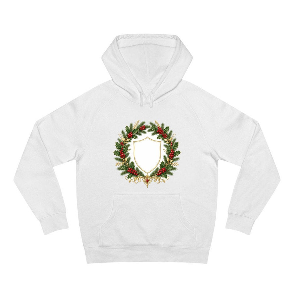 Family Christmas Wreath Plaque personalised Christmas hoodie in white