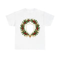 Family Christmas Wreath Plaque personalised Christmas T-shirt in white