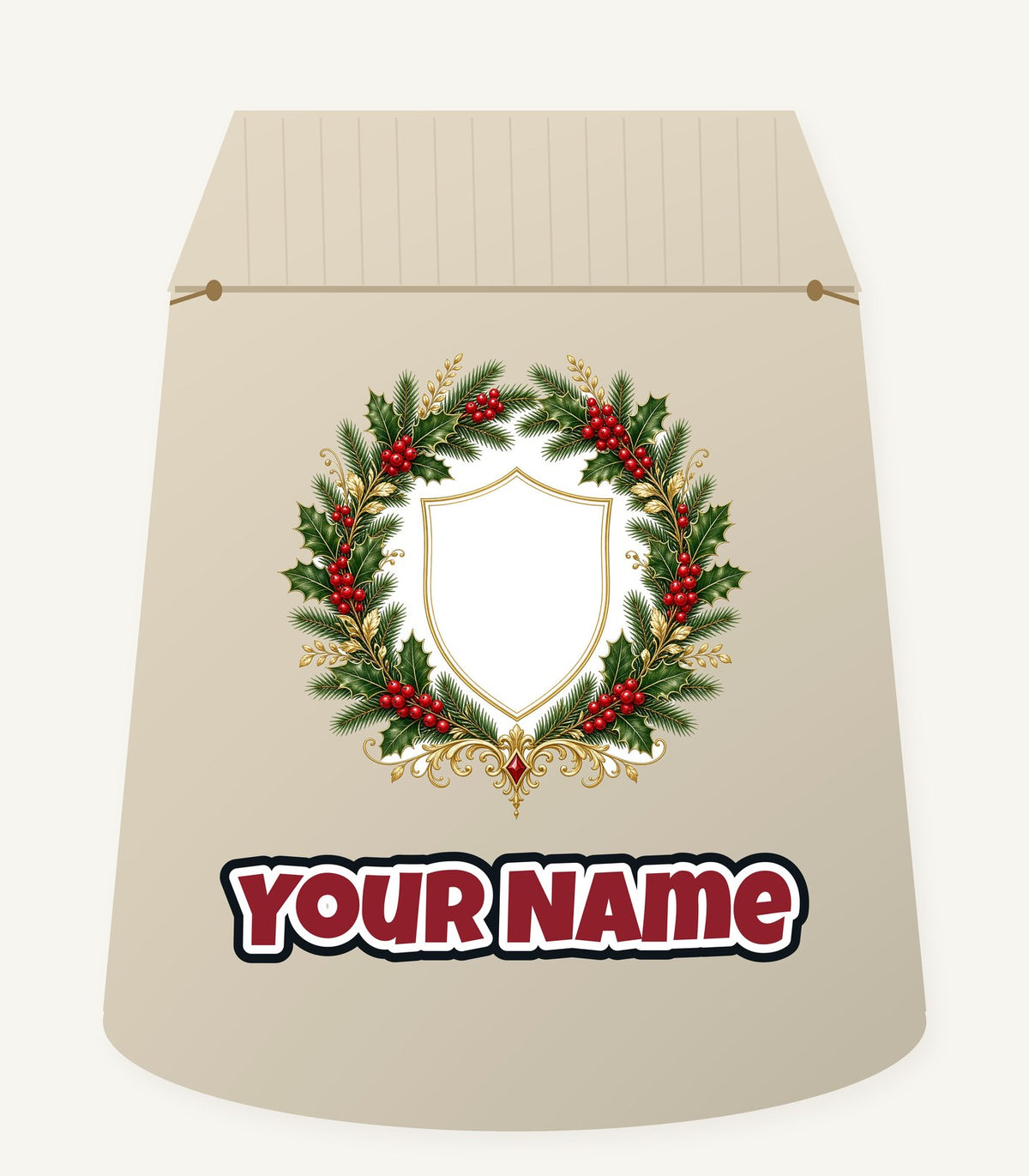 Family Christmas Wreath Plaque Personalised Santa Sack