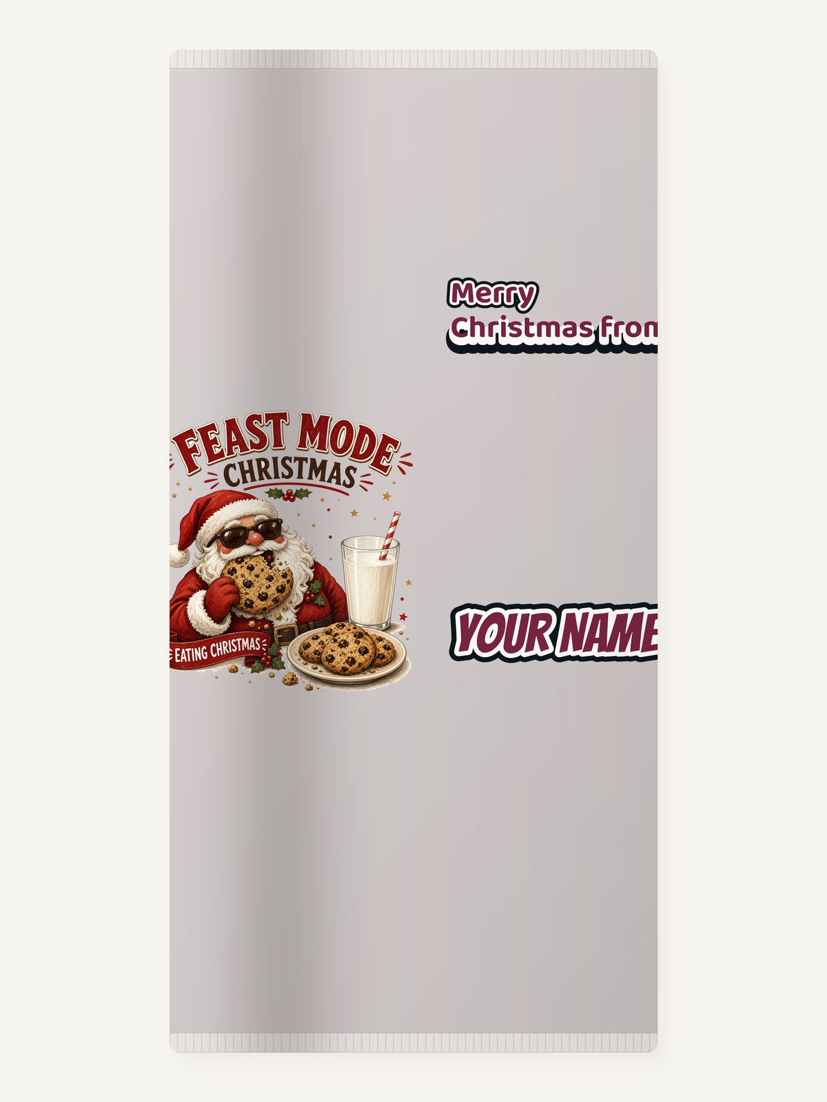 Feast Mode Cookie Santa Personalised Beach Towel