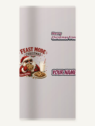 Feast Mode Cookie Santa Personalised Beach Towel