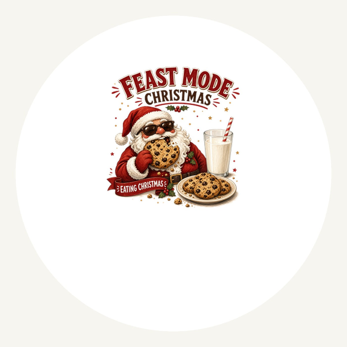 Feast Mode Cookie Santa Personalised Pewter Christmas Ornament
