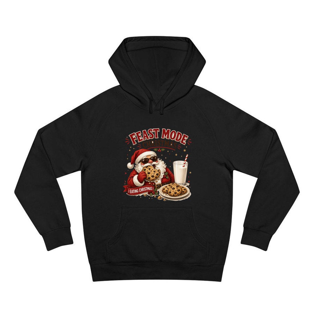 Feast Mode Cookie Santa personalised Christmas hoodie in black