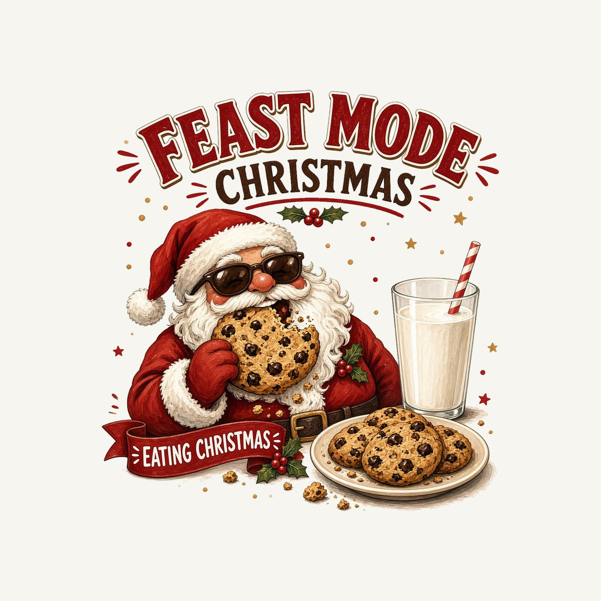 Feast Mode Cookie Santa Personalised Santa Sack