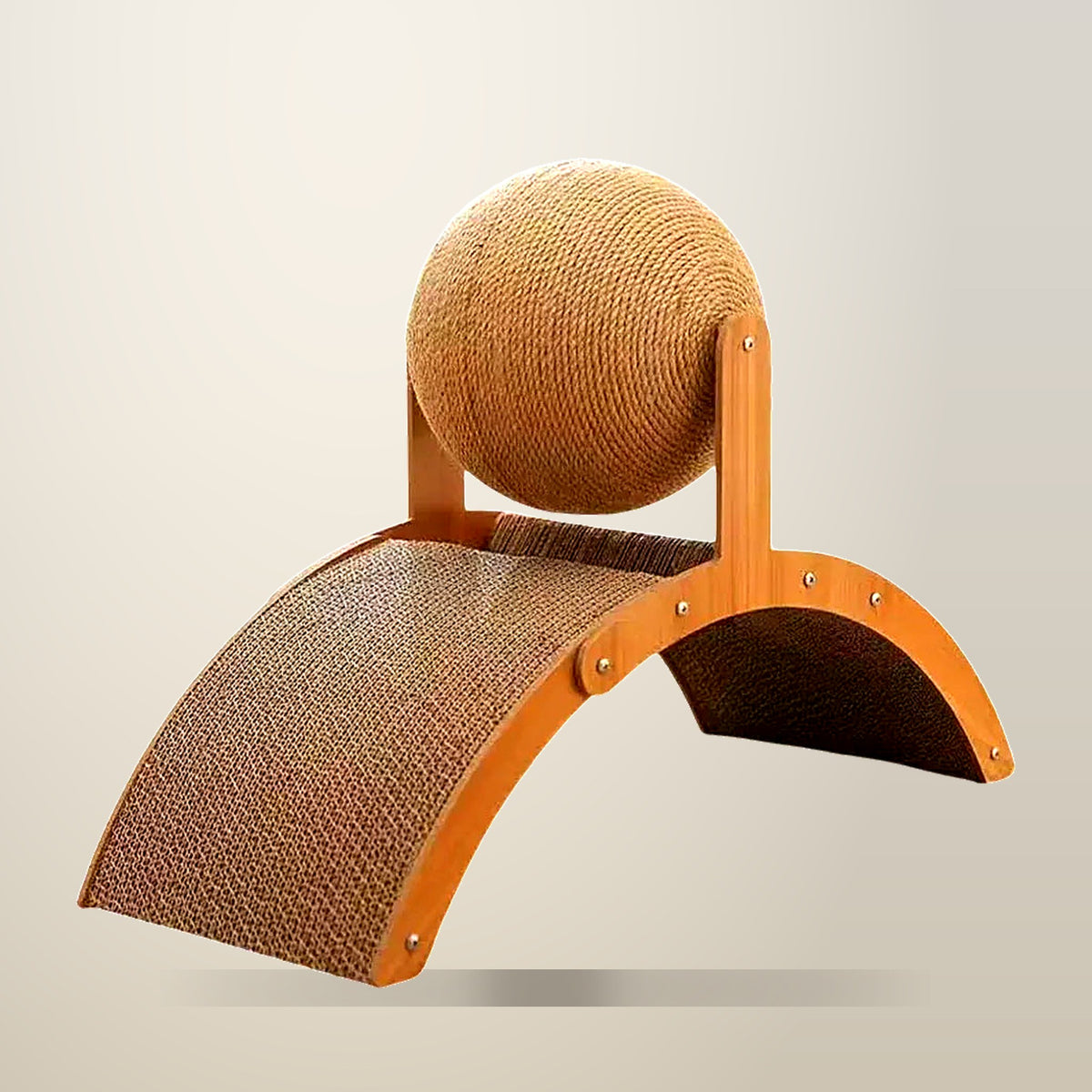 Cat Scratching Board with Sisal Ball, 55 x 40 cm, on a plain cream background