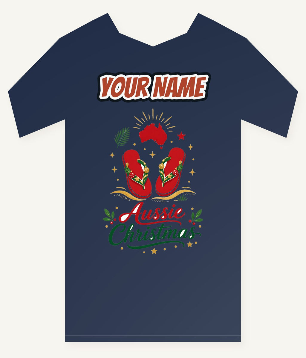 Festive Aussie Thongs Personalised Kids and Baby Christmas Tee