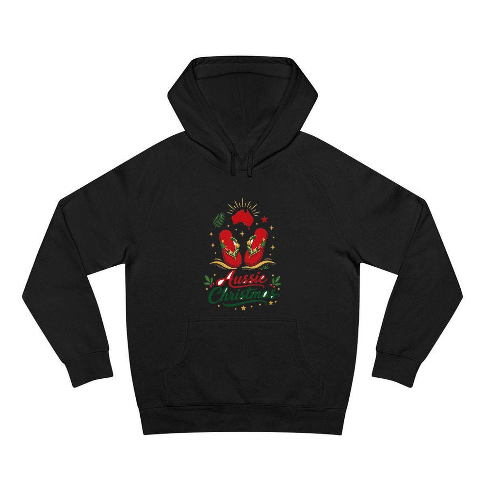 Festive Aussie Thongs personalised Christmas hoodie in black