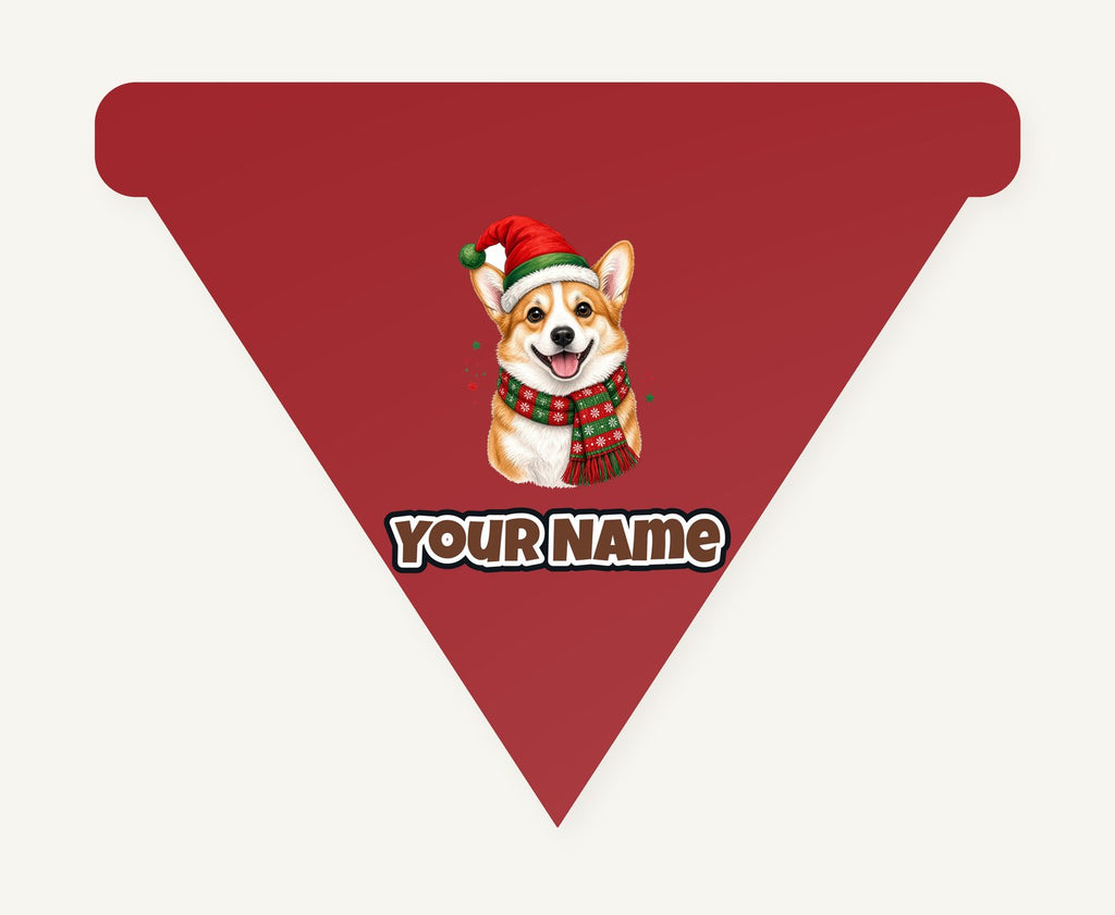 Festive Corgi Santa Hat Personalised Christmas Dog Bandana