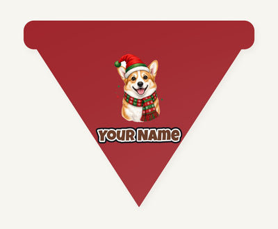 Festive Corgi Santa Hat Personalised Christmas Dog Bandana