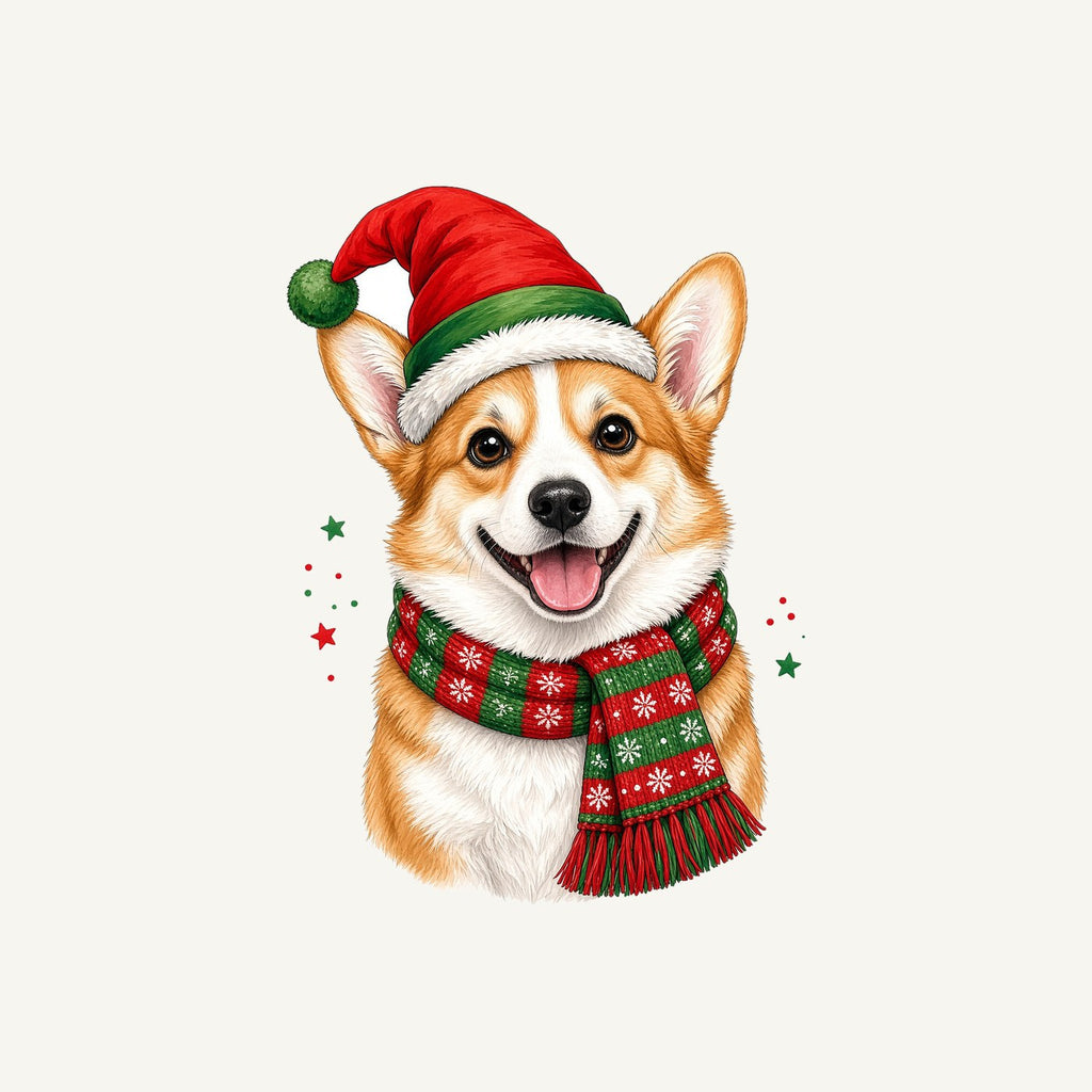 Festive Corgi Santa Hat Personalised Christmas Dog Bandana