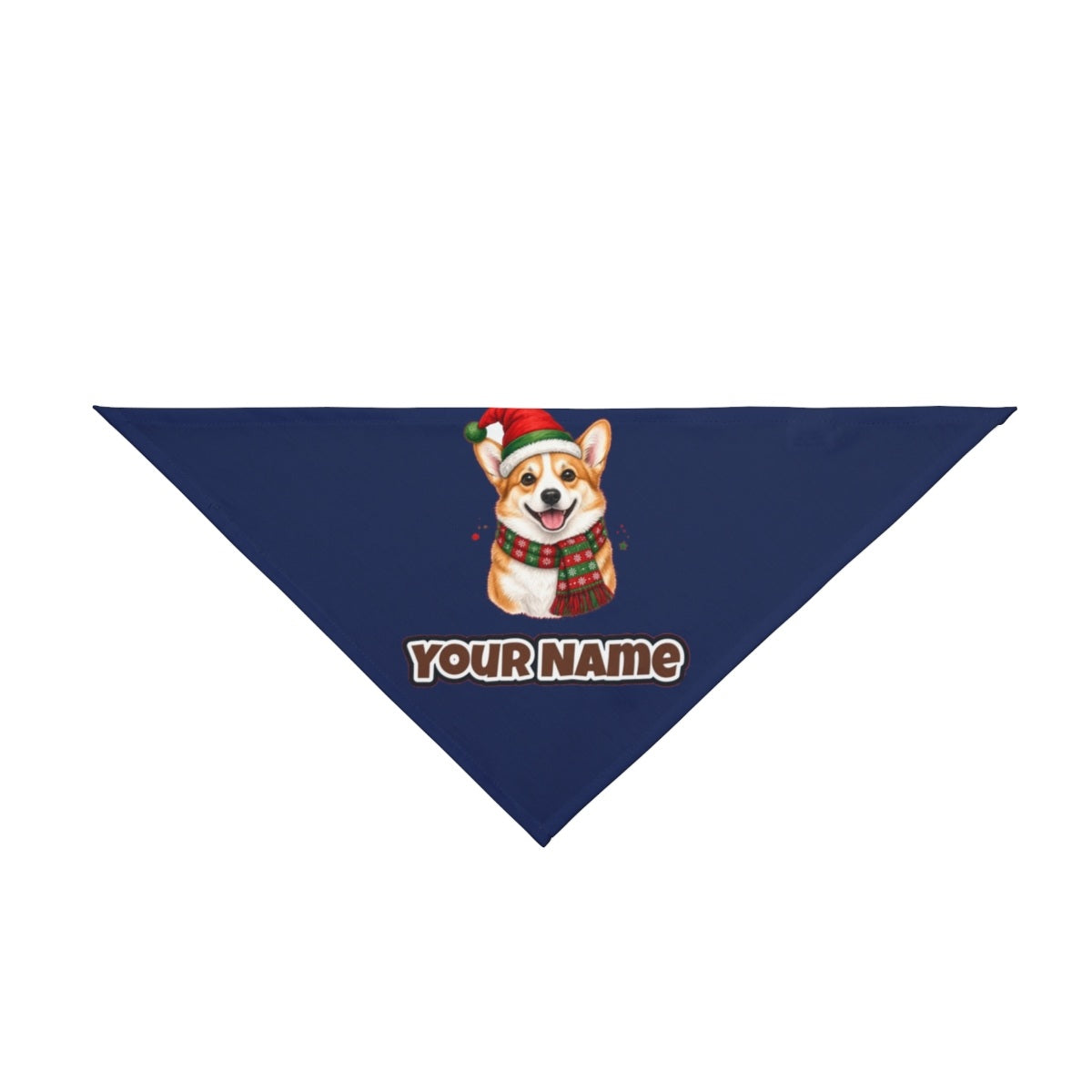 Festive Corgi Santa Hat personalised Christmas pet bandana in navy, tie-on style