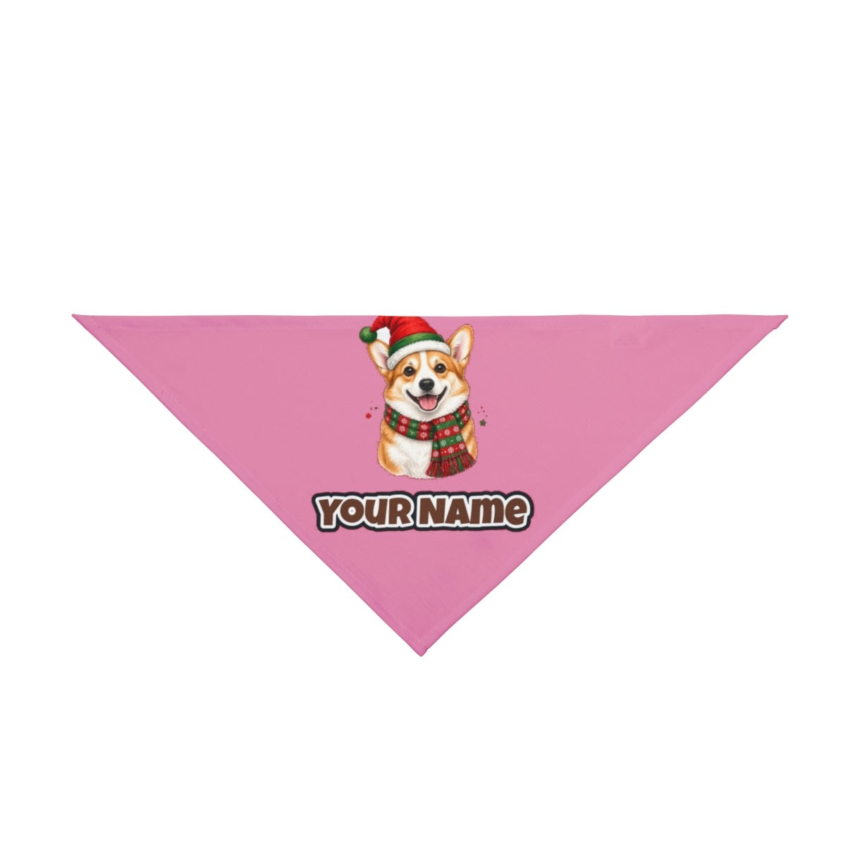 Festive Corgi Santa Hat personalised Christmas pet bandana in pink, tie-on style