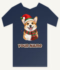 Festive Corgi Santa Hat Personalised Kids and Baby Christmas Tee
