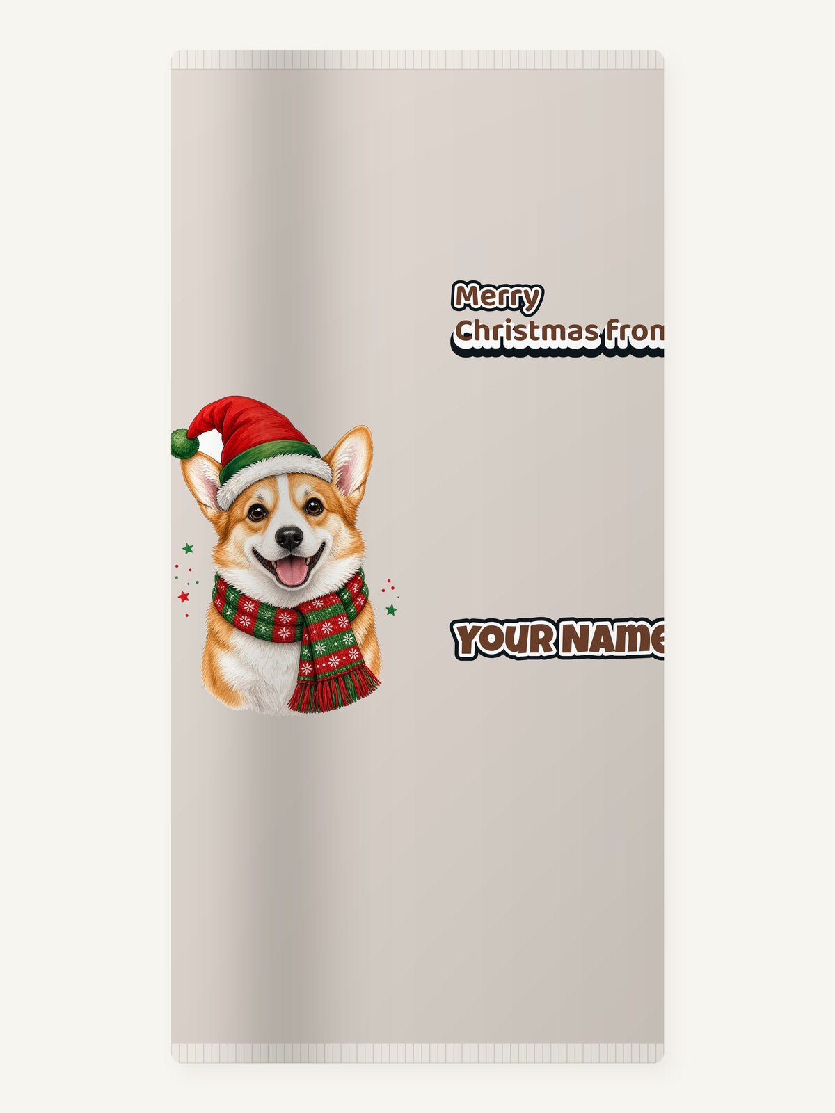 Festive Corgi Santa Hat Personalised Beach Towel