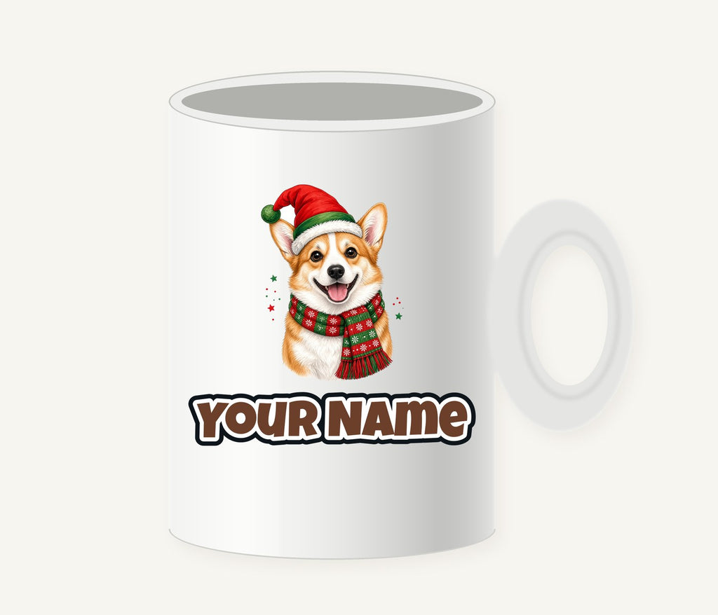 Festive Corgi Santa Hat Personalised Christmas Mug