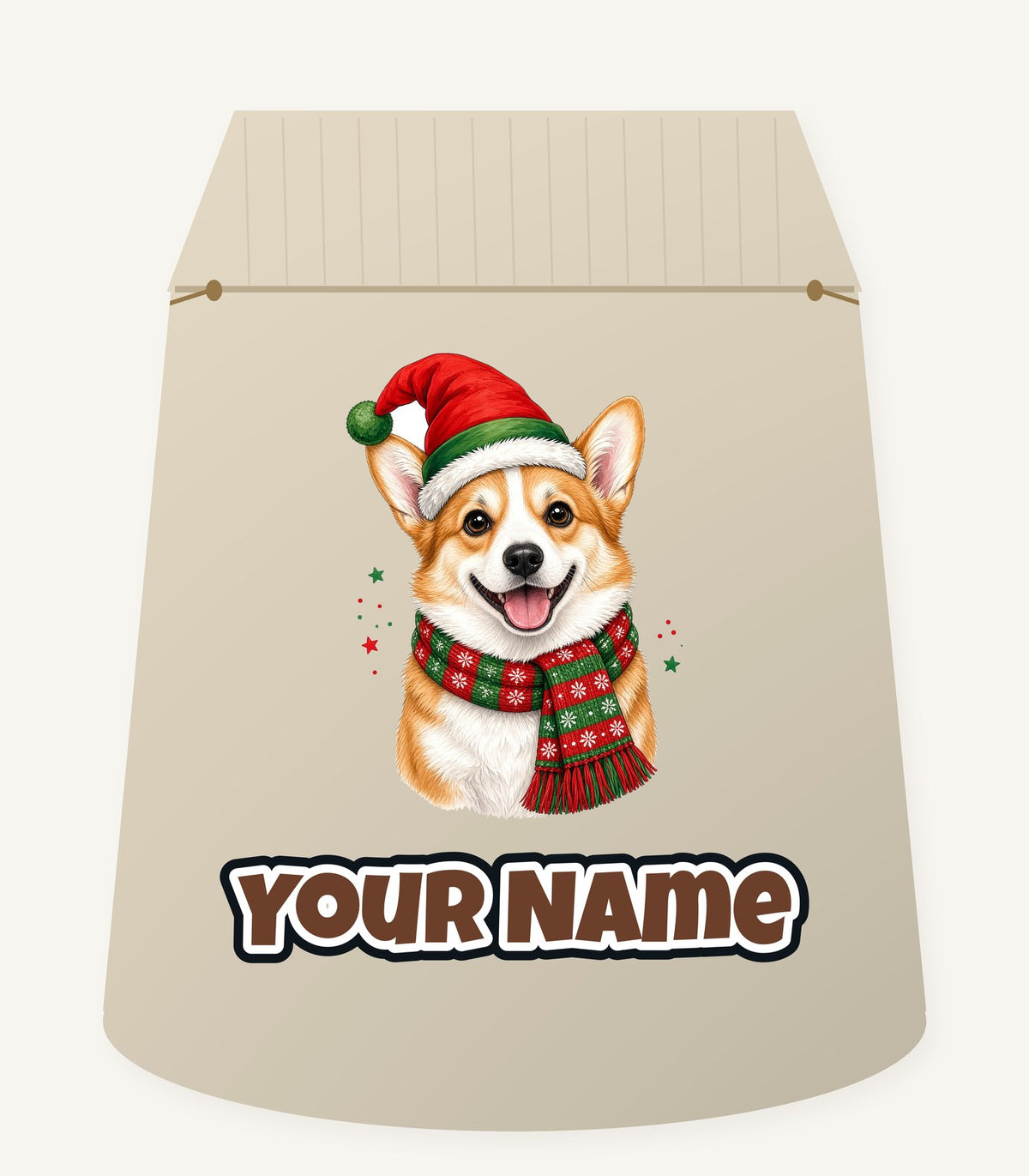 Festive Corgi Santa Hat Personalised Santa Sack
