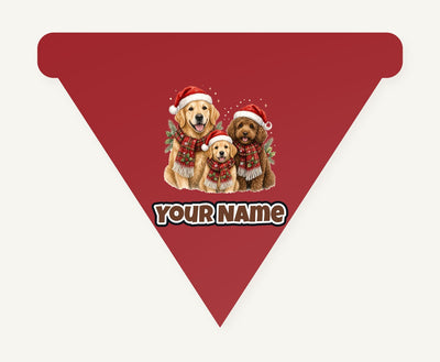 Festive Dogs In Scarves Personalised Christmas Dog Bandana