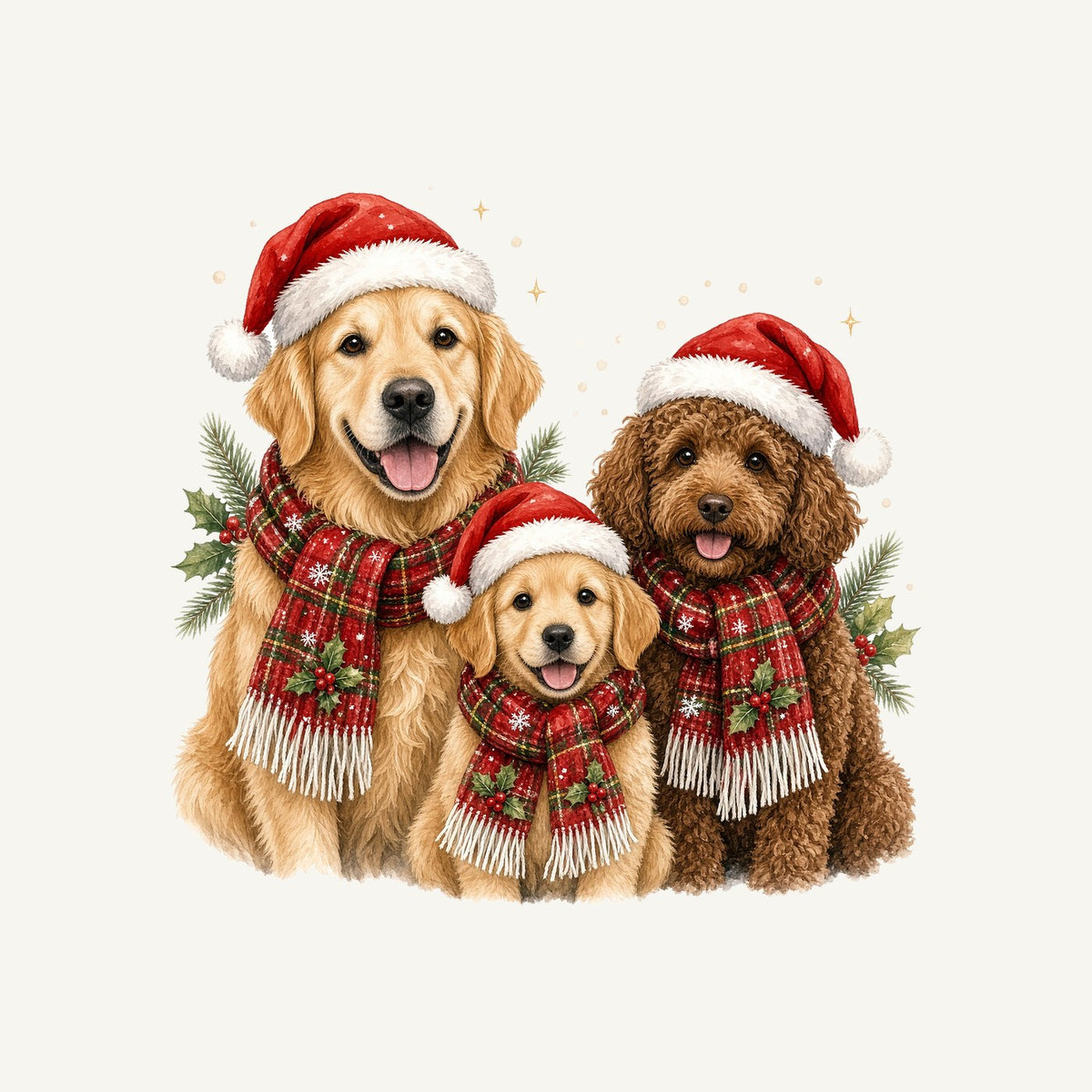Festive Dogs In Scarves Personalised Christmas Dog Bandana