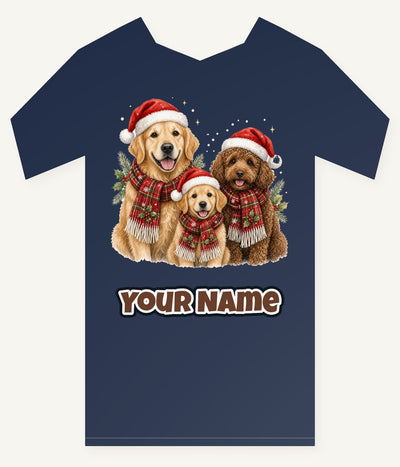 Festive Dogs In Scarves Personalised Kids Tee and Baby Bodysuit