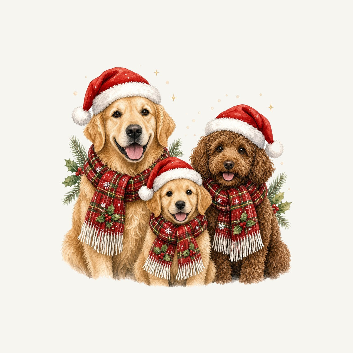 Festive Dogs In Scarves Personalised Kids and Baby Christmas Tee