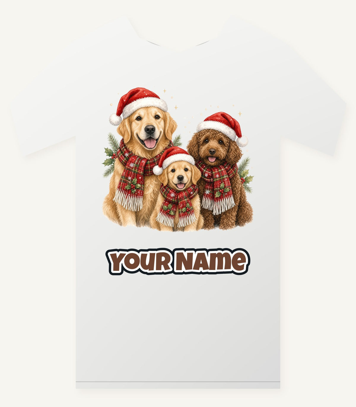 Festive Dogs In Scarves Personalised Christmas T-Shirt and Hoodie