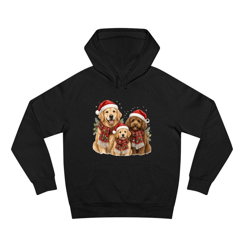 Festive Dogs In Scarves personalised Christmas hoodie in black