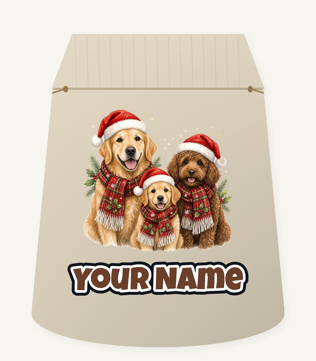 Festive Dogs In Scarves Personalised Santa Sack