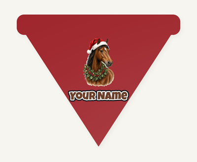 Festive Horse In Holly Personalised Christmas Dog Bandana