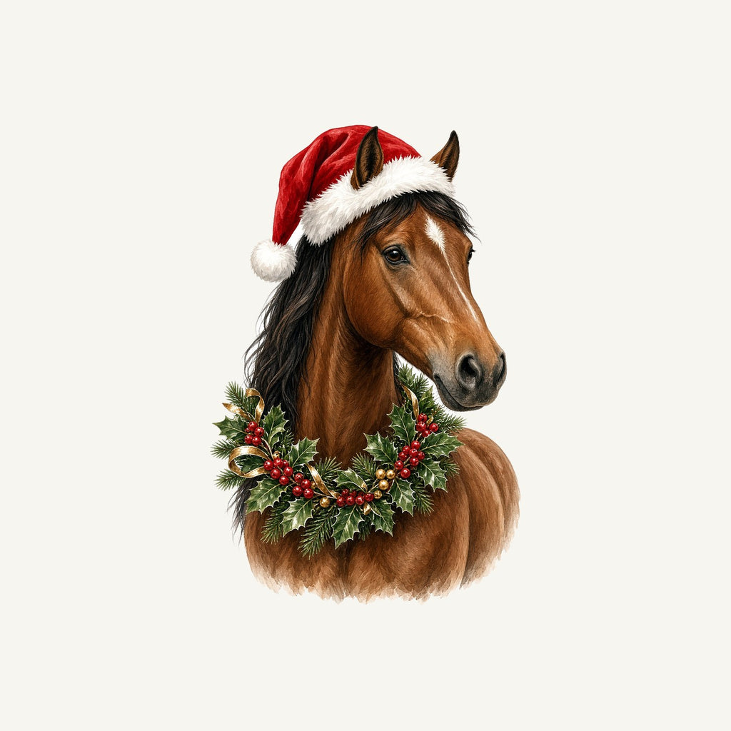 Festive Horse In Holly Personalised Christmas Dog Bandana
