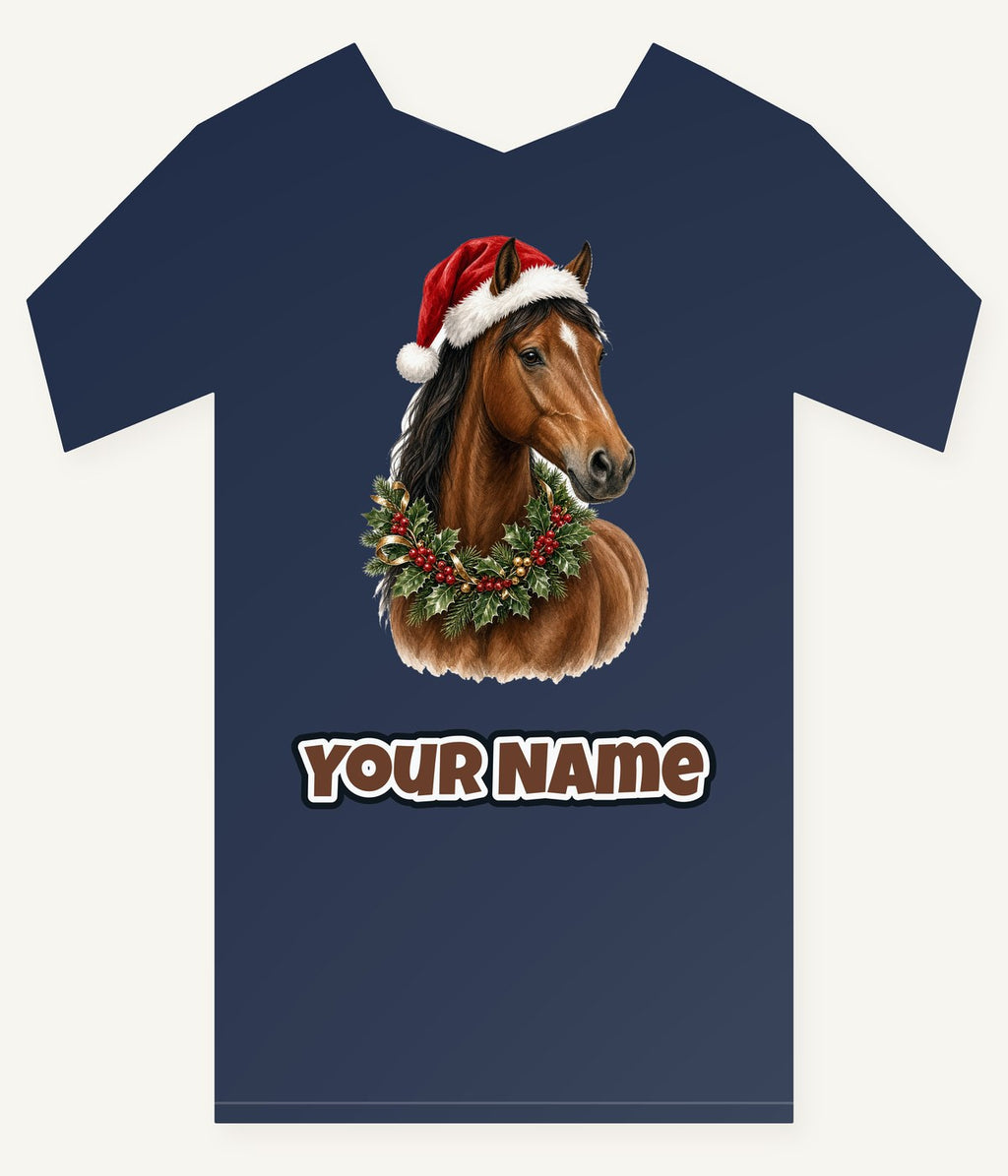 Festive Horse In Holly Personalised Kids and Baby Christmas Tee