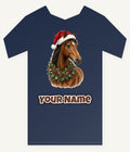 Festive Horse In Holly Personalised Kids and Baby Christmas Tee