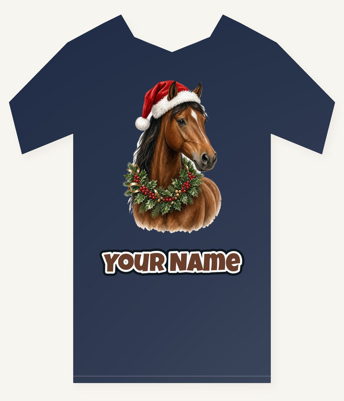 Festive Horse In Holly Personalised Kids and Baby Christmas Tee
