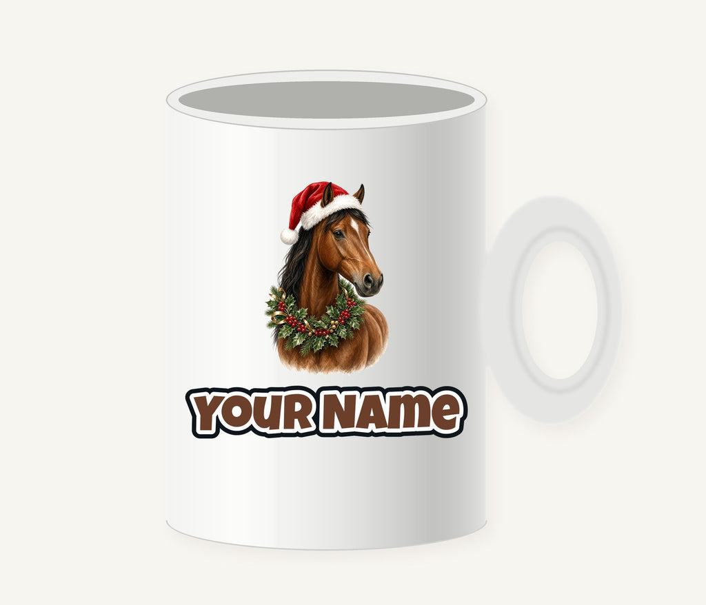Festive Horse In Holly Personalised Christmas Mug