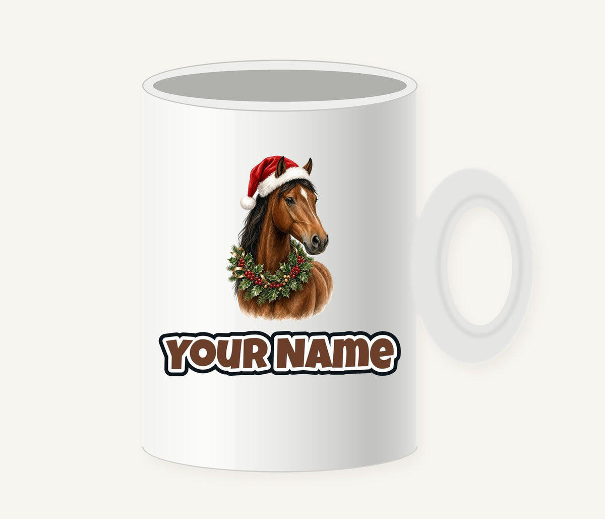 Festive Horse In Holly Personalised Christmas Mug